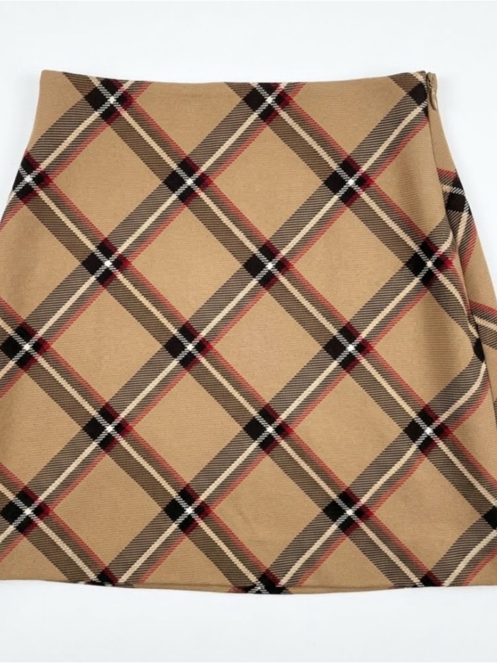 H&M  Camel Plaid A-Line Skirt  preppy clueless Y2K